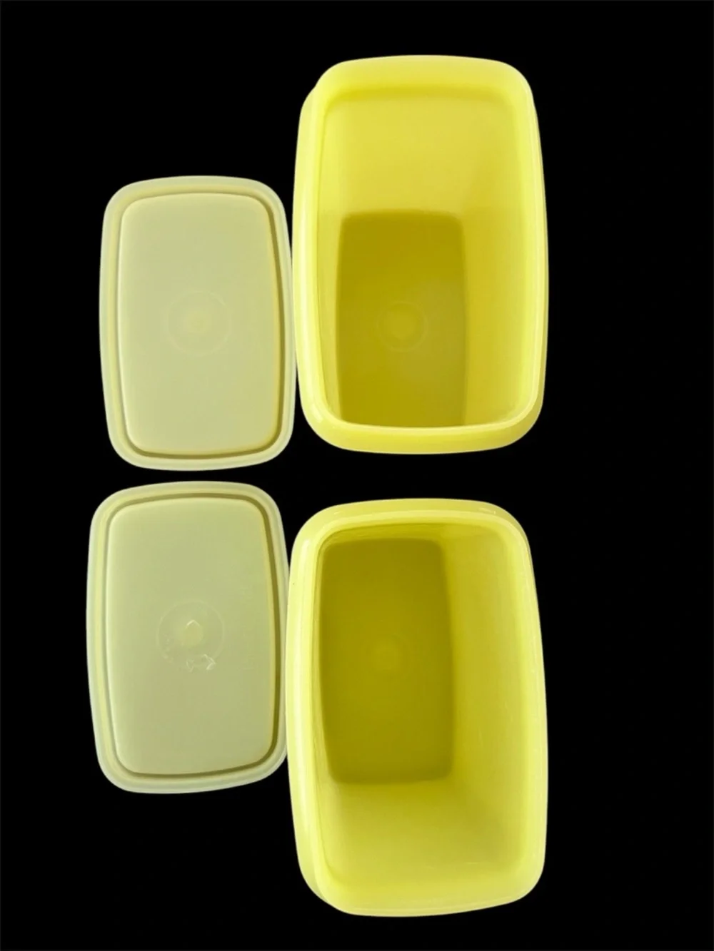 Vintage Tupperware Set of 2 Shelf Saver Containers #1243 Yellow with Lids